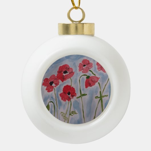 Wild Red Poppies Keramische Bal Ornament (Voorkant)