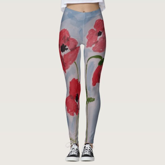 Wild Red Poppies Leggings (Voorkant)