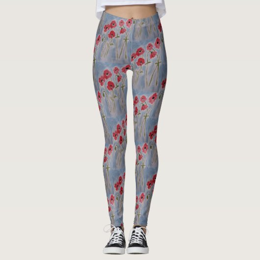 Wild Red Poppies Leggings (Voorkant)