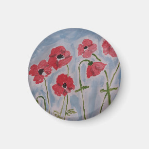 Wild Red Poppies Magnet