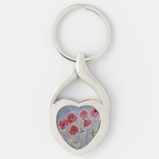 Wild Red Poppies Metal Key Ring Sleutelhanger (Voorkant)
