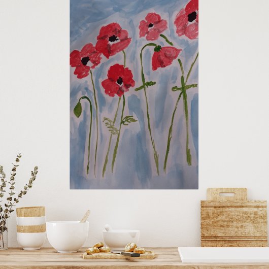 Wild Red Poppies Poster (Keuken)