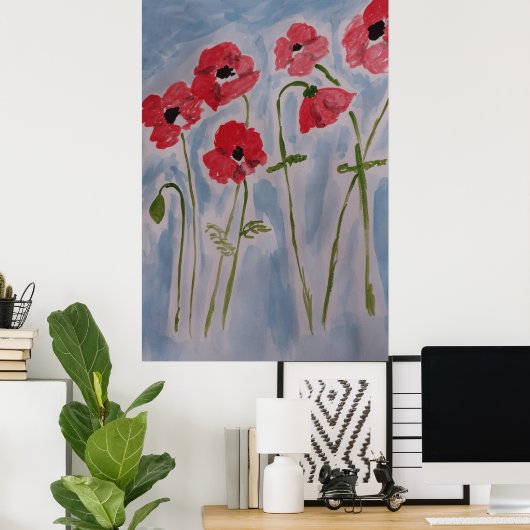 Wild Red Poppies Poster (Thuiskantoor)