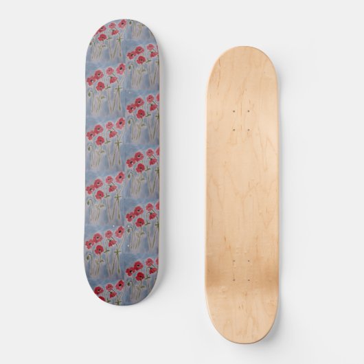 Wild Red Poppies Skateboard (Voorkant)