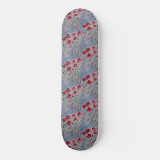 Wild Red Poppies Skateboard (Voorkant)