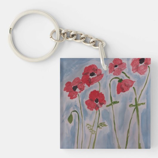 Wild Red Poppies Sleutelhanger (voorkant)