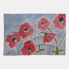 Wild Red Poppies Tea Towel Theedoek