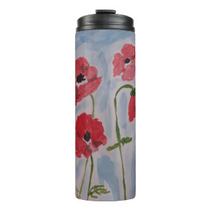 Wild Red Poppies Thermische Tumbler Thermosbeker