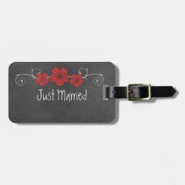 Wild Red Roses Chalkboard Bagagelabel