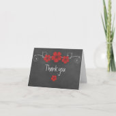 Wild Red Roses Chalkboard Dank je wel Kaart (Voorkant)