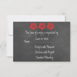 Wild Red Roses Chalkboard RSVP-kaarten RSVP Kaartje