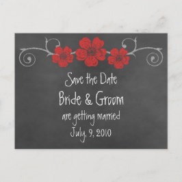 Wild Red Roses Chalkboard Save the Date Briefkaart