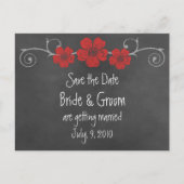 Wild Red Roses Chalkboard Save the Date Briefkaart (Voorkant)