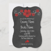 Wild Red Roses Chalkboard Virtual Wedding Kaart (Voorkant)