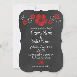 Wild Red Roses Chalkboard Virtual Wedding Kaart