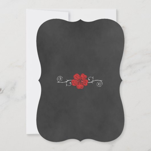 Wild Red Roses Chalkboard Virtual Wedding Kaart (Achterkant)