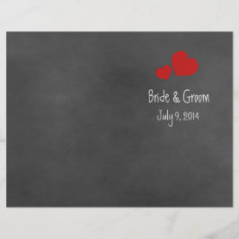 Wild Red Roses Chalkboard vouded Wedding Programme