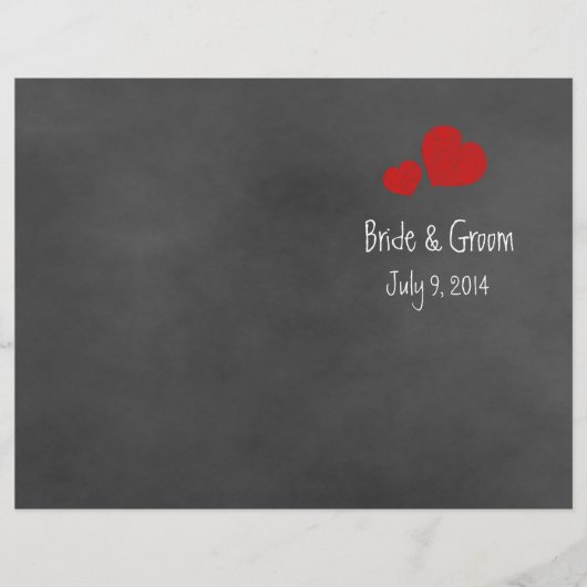 Wild Red Roses Chalkboard vouded Wedding Programme (Voorkant)