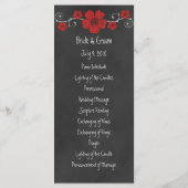 Wild Red Roses Chalkboard Wedding Program Card Programmakaart (Achterkant)
