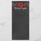 Wild Red Roses Chalkboard Wedding Program Card Programmakaart (Voorkant)