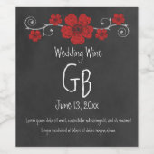 Wild Red Roses Chalkboard Wijn Etiket (Enkel label)