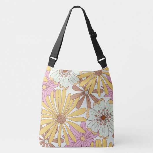 Wild Retro Floral Patronen Crossbody Tas (Voorkant)