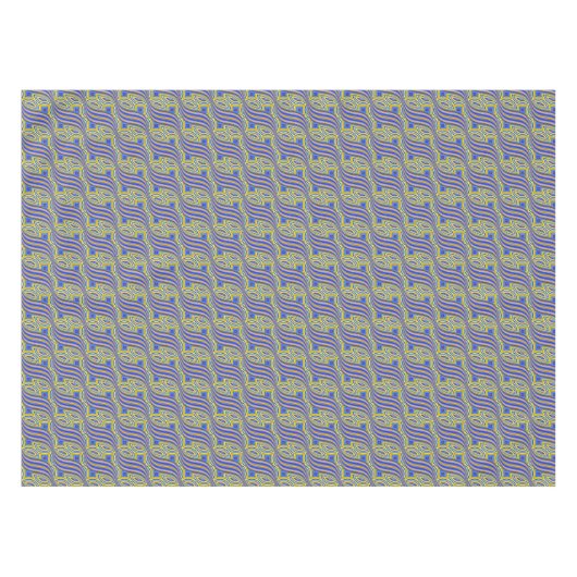 Wild Retro Pattern Yellow Blue Paars Swirl Design Tafelkleed (Voorkant (Horizontaal))