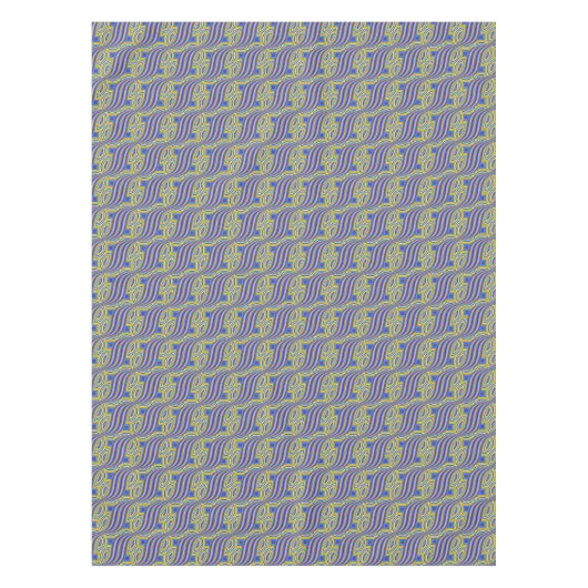 Wild Retro Pattern Yellow Blue Paars Swirl Design Tafelkleed (Voorkant)
