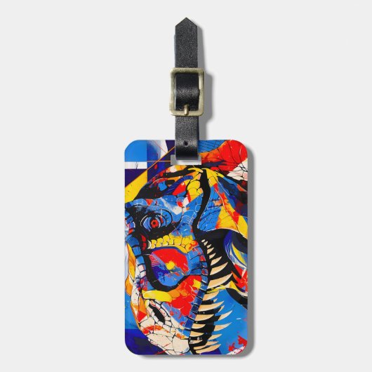 Wild Retro T-rex Dinosaurus Fusion Bagagelabel (Voorkant verticaal)