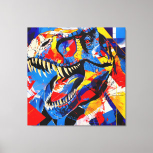 Wild Retro T-rex Dinosaurus Fusion Canvas Afdruk