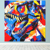 Wild Retro T-rex Dinosaurus Fusion Canvas Afdruk (Insitu (Houten vloer))