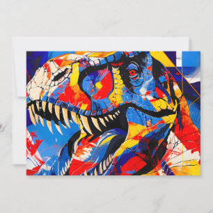 Wild Retro T-rex Dinosaurus Fusion Feestdagenkaart