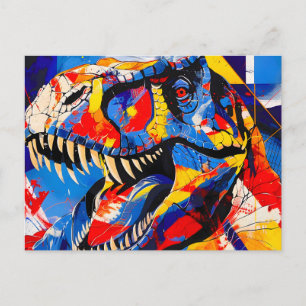 Wild Retro T-rex Dinosaurus Fusion Feestdagenkaart