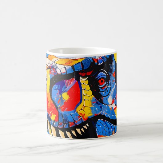 Wild Retro T-rex Dinosaurus Fusion Koffiemok (Center)