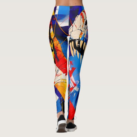 Wild Retro T-rex Dinosaurus Fusion Leggings (Achterkant)