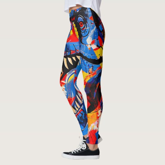 Wild Retro T-rex Dinosaurus Fusion Leggings (Links)