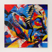 Wild Retro T-rex Dinosaurus Fusion Legpuzzel (Horizontaal)