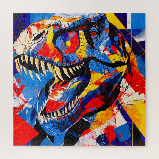 Wild Retro T-rex Dinosaurus Fusion Legpuzzel (Verticaal)