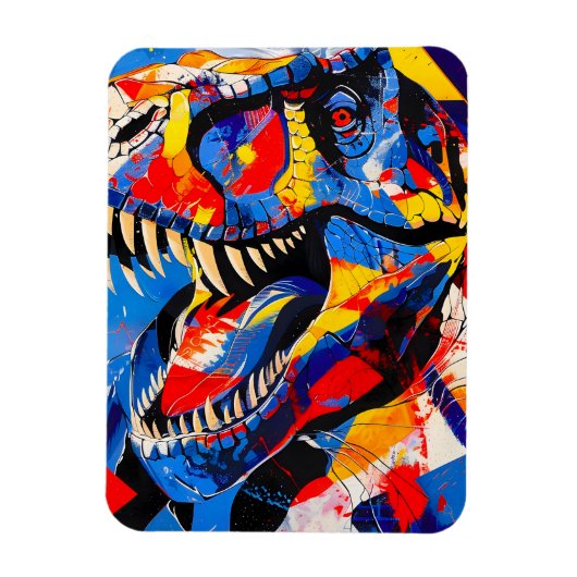 Wild Retro T-rex Dinosaurus Fusion Magneet (Verticaal)