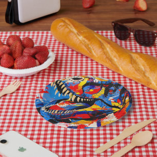 Wild Retro T-rex Dinosaurus Fusion Papieren Bordje