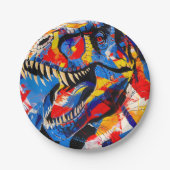 Wild Retro T-rex Dinosaurus Fusion Papieren Bordje (Voorkant)