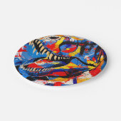 Wild Retro T-rex Dinosaurus Fusion Papieren Bordje (Gekanteld)