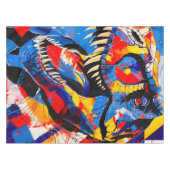 Wild Retro T-rex Dinosaurus Fusion Tafelkleed (Voorkant (Horizontaal))