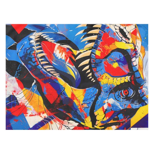 Wild Retro T-rex Dinosaurus Fusion Tafelkleed (Voorkant (Horizontaal))