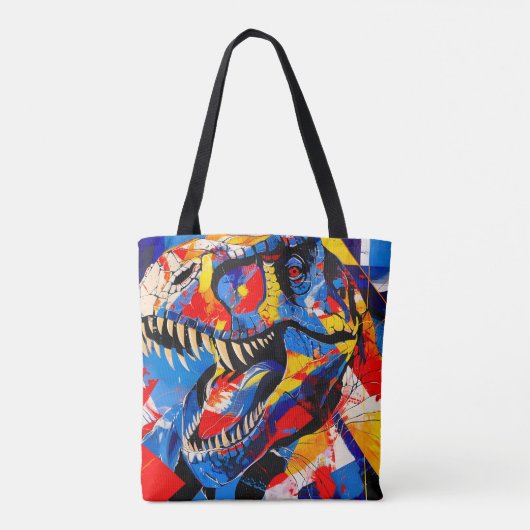 Wild Retro T-rex Dinosaurus Fusion Tote Bag (Achterkant)