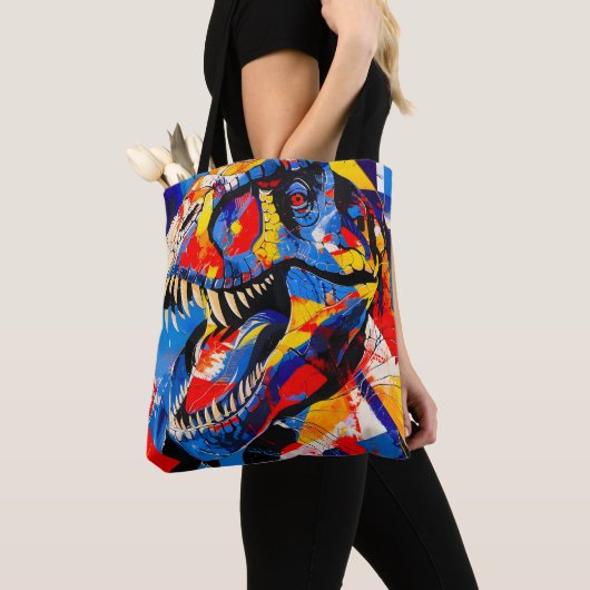 Wild Retro T-rex Dinosaurus Fusion Tote Bag (Dichtbij)