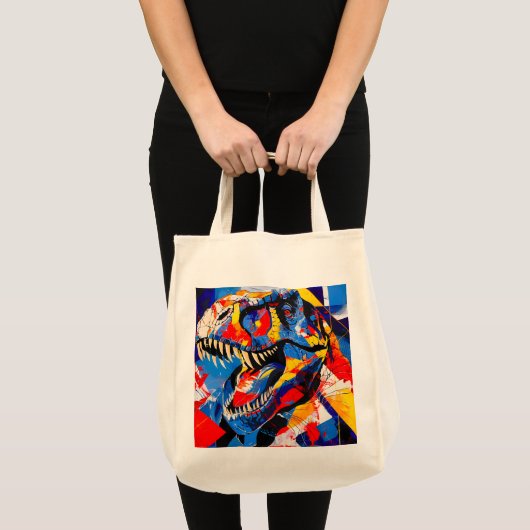 Wild Retro T-rex Dinosaurus Fusion Tote Bag (Voorkant (product))