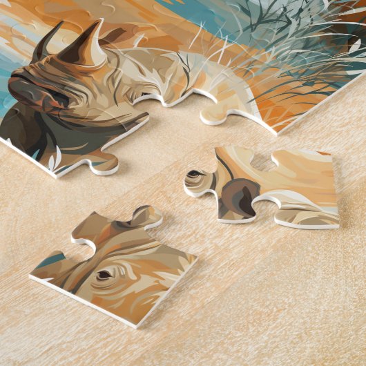 Wild Rhino Odyssey onmogelijk pijnlijk Legpuzzel (Zijkant)
