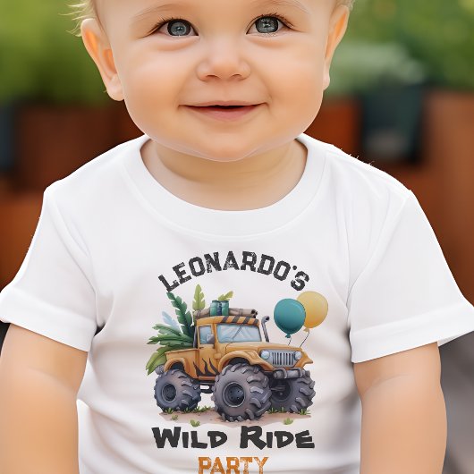 Wild Ride Oerwoud Monster Truck Verjaardagsfeest Kinder Shirts