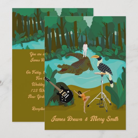 Wild River Crocodile Rock Music Wedding Kaart (Voorkant / Achterkant)
